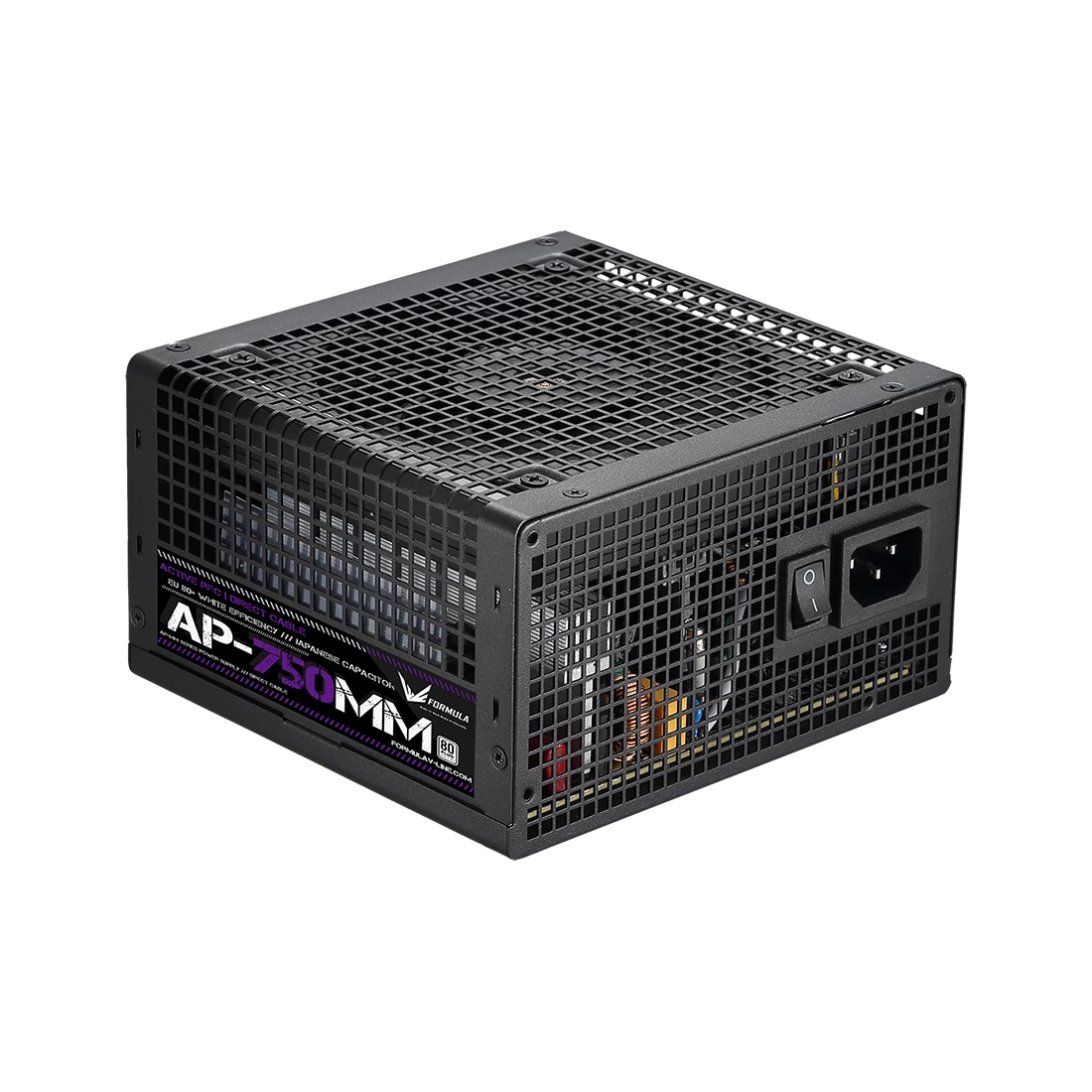 Блок питания, Formula V, AP-750MM, 750W, ATX, APFC, 20+4 pin, 4+4pin, 6*Sata, 2*Molex, 2*PCI-E 6+2 pin, Вентилятор 12см, Кабель питания, Чёрный