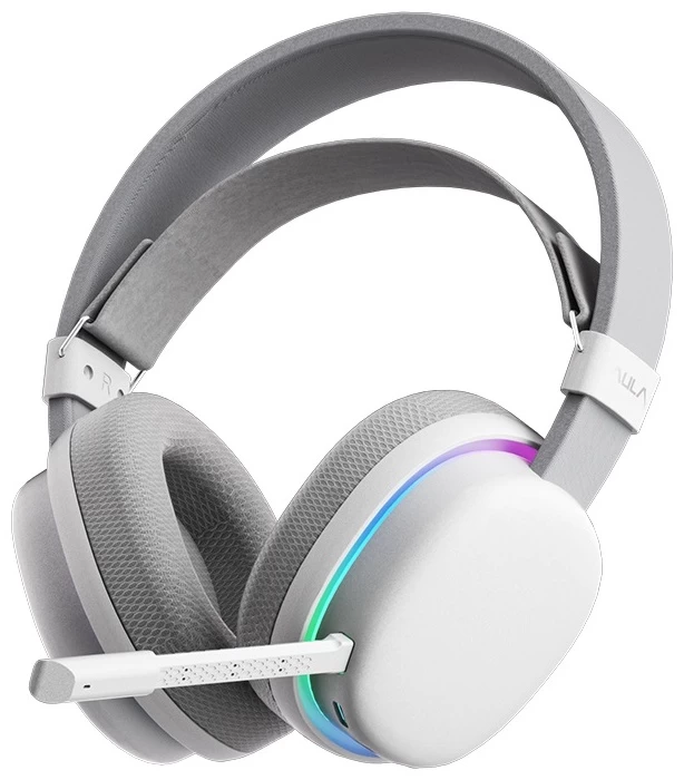 Наушники с микрофоном AULA G7 White, BT/2.4G/Wired, 1000mAh, RGB