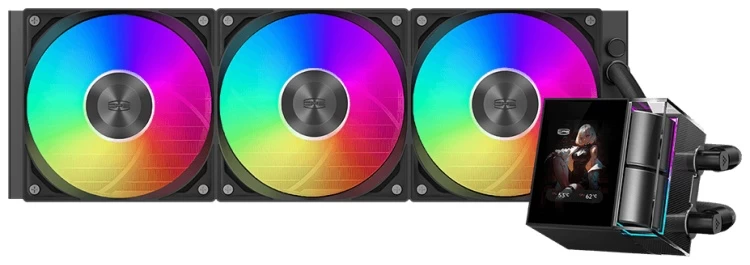 Водяное охлаждение для CPU PCCooler DS360 ARGB Display BK TDP 310W 115X/1200/1700/1851/AM4/AM5 Черн